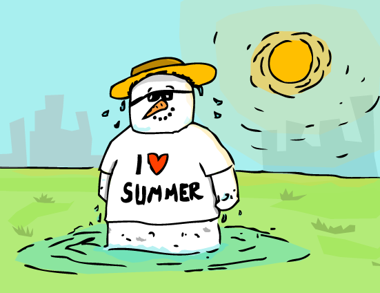 Snowman in summer vector art
